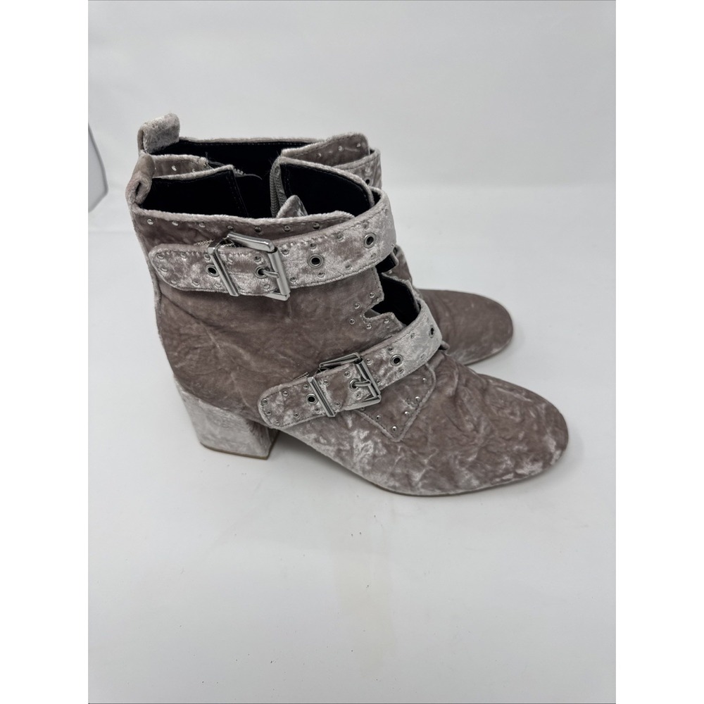 Rebecca Minkoff Women's Crushed Velvet Gray Ankle Boots Size 7.5 Whimsigoth Zip
